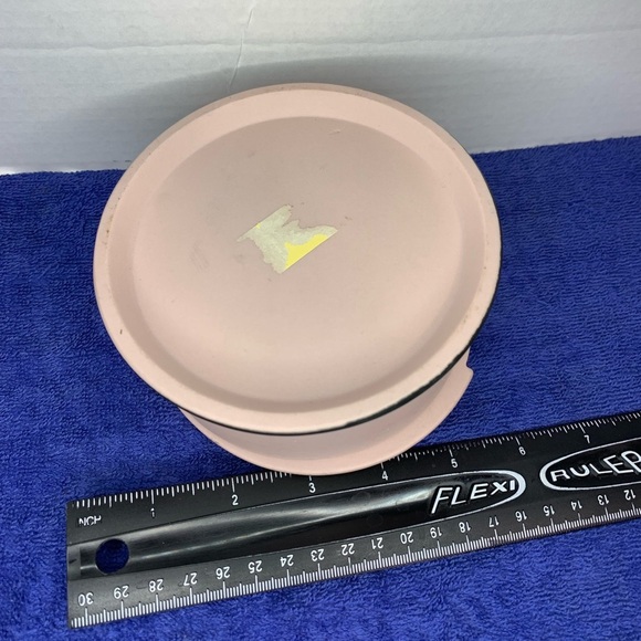 Dresser Powder & Trinket Box Art Deco Style Pink Crowning Touch Lilly Black Base - Picture 5 of 5